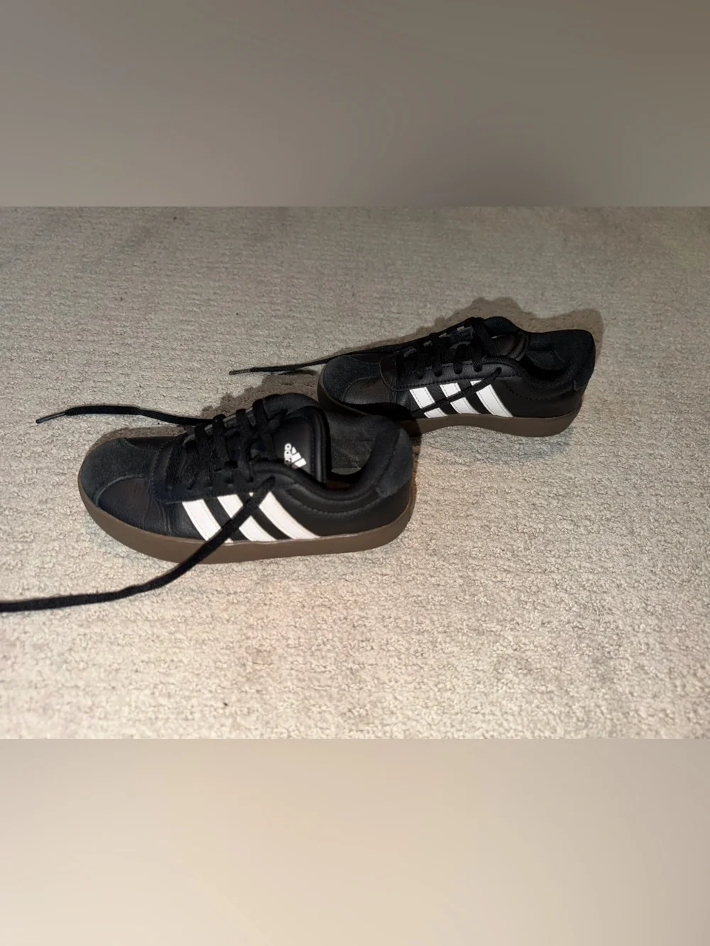 Adidas VL Court 3.0 Kids Black White Gum Sole Sneakers Size 13